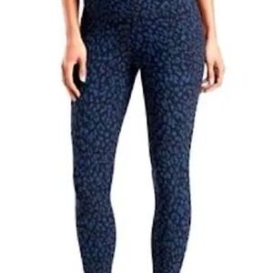 Athleta Blue Leggings with Leopard Print and Slim Fit